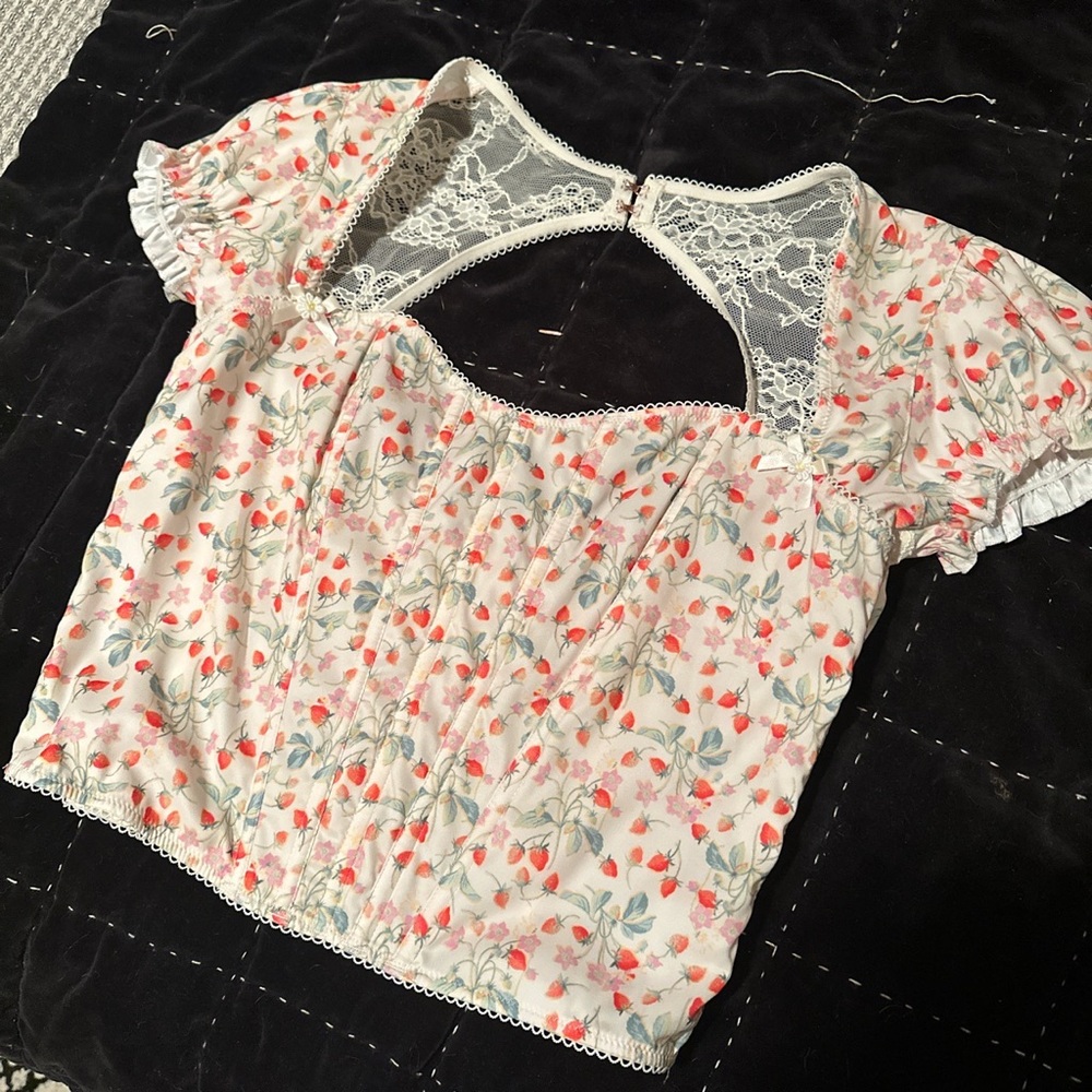 victoria’s secret strawberry corset top. size large - Picture 1 of 5
